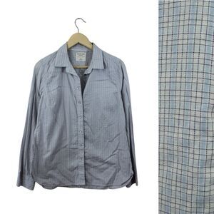 Western Range Clothing Co Large Pearl Snap Shirt Blue Plaid Long Sleeve Womens